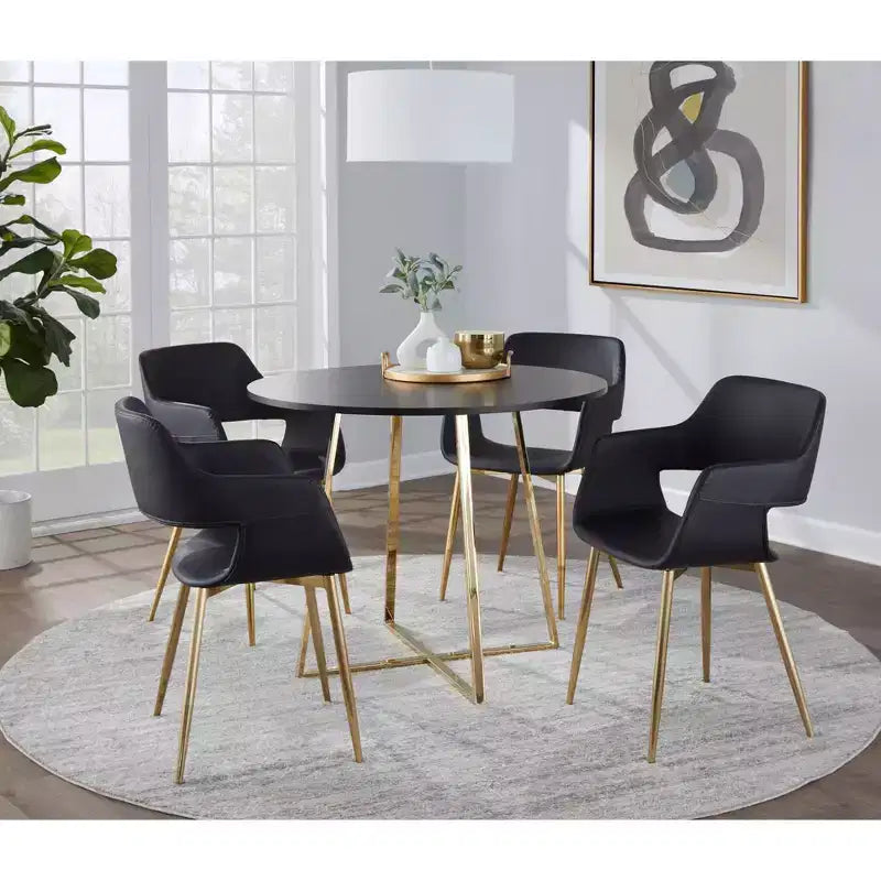 LumiSource Cosmo MDF Dining Table Gold/Black