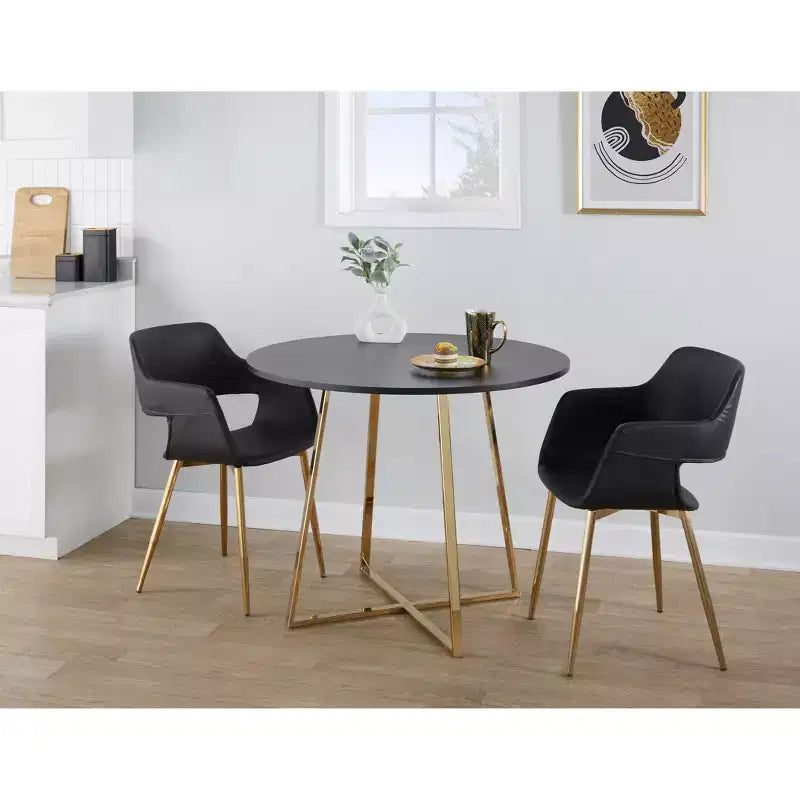 LumiSource Cosmo MDF Dining Table Gold/Black