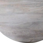 Storied Home Mango Wood Dining Table Natural: Whitewashed Finish, Pedestal Base, 47" Diameter