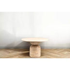 Storied Home Mango Wood Dining Table Natural: Whitewashed Finish, Pedestal Base, 47" Diameter
