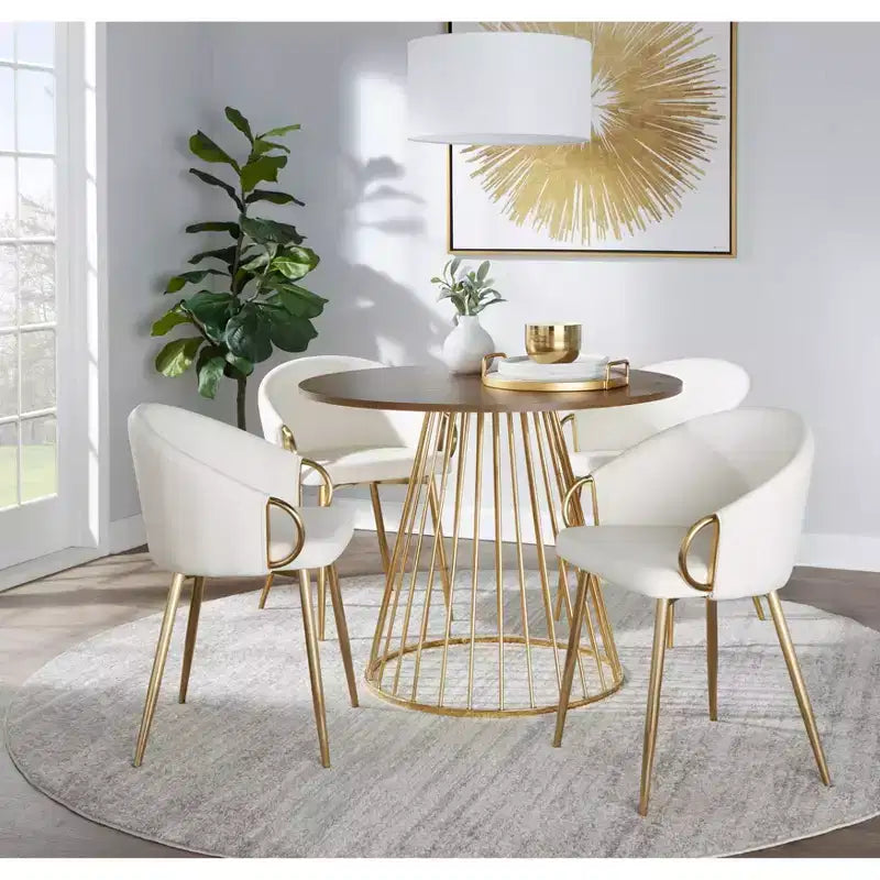 LumiSource Canary Wood Dining Table Gold/Walnut