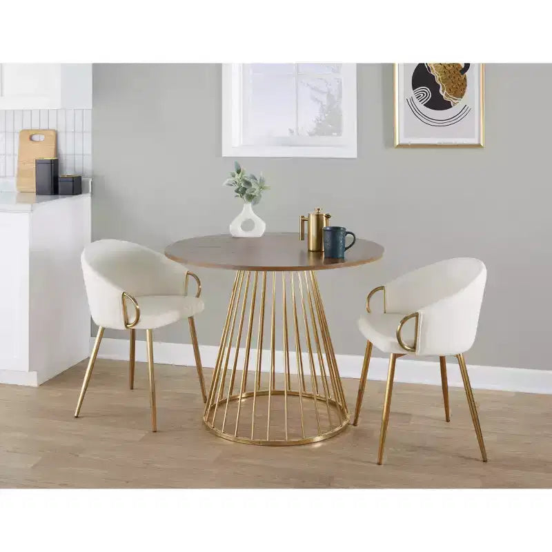 LumiSource Canary Wood Dining Table Gold/Walnut