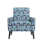 Handy Living Allyson Mid-Century Modern Small Space Armchair Damask Pattern Cobalt Blue/Gray