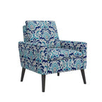 Handy Living Allyson Mid-Century Modern Small Space Armchair Damask Pattern Cobalt Blue/Gray
