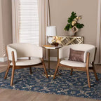 Set of 2 Baron Fabric Upholstered Accent Chairs with Splayed Legs - Baxton Studio: Mid-Century Design, Boucle Fabric