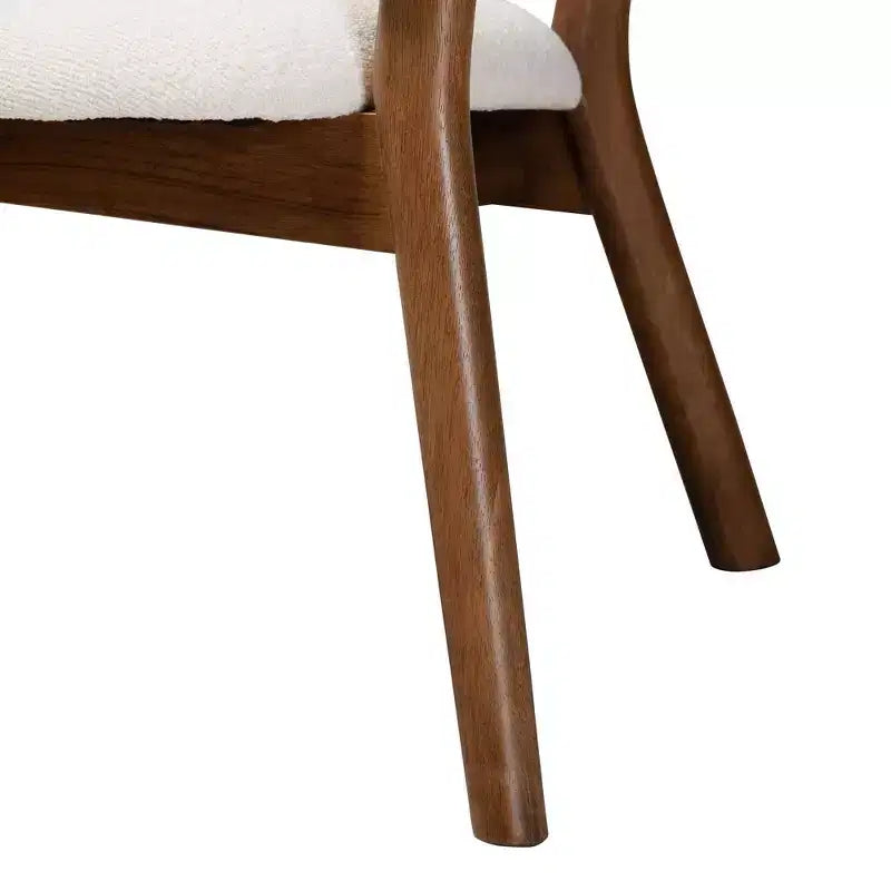 Set of 2 Baron Fabric Upholstered Accent Chairs with Splayed Legs - Baxton Studio: Mid-Century Design, Boucle Fabric