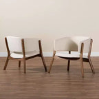 Set of 2 Baron Fabric Upholstered Accent Chairs with Splayed Legs - Baxton Studio: Mid-Century Design, Boucle Fabric