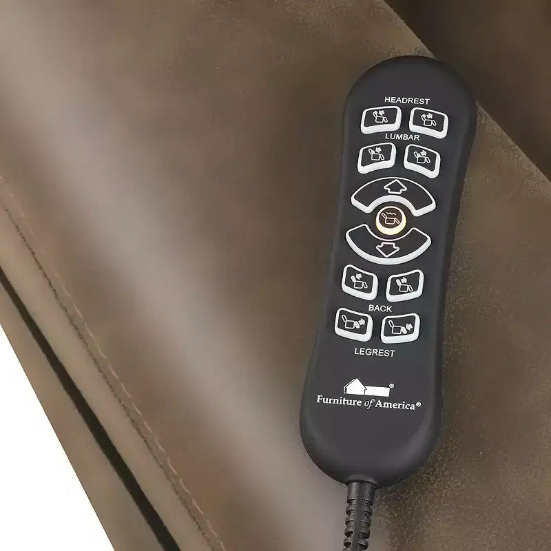 HOMES: Inside + Out Starbright Leatherette Powered Lift Chair Recliner with Zone Heating and Patented Footrest Extension Brown
