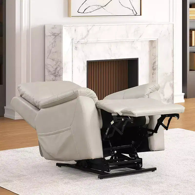 HOMES: Inside + Out Moonrise Leatherette Powered Recliner Lift Chair with Patented Headrest System Light Gray