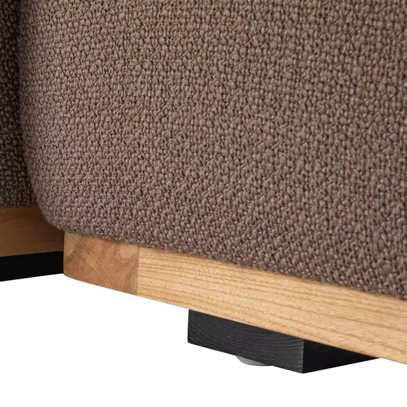 Storied Home Sofa with Chaise Lounge Beige: Modern L-Shaped, Interchangeable, Wood Trim, Mushroom Brown