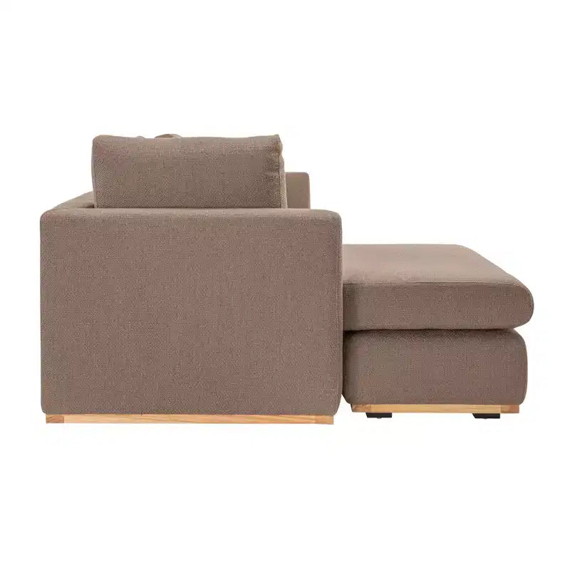 Storied Home Sofa with Chaise Lounge Beige: Modern L-Shaped, Interchangeable, Wood Trim, Mushroom Brown