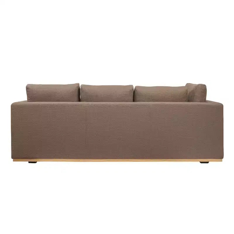 Storied Home Sofa with Chaise Lounge Beige: Modern L-Shaped, Interchangeable, Wood Trim, Mushroom Brown