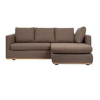 Storied Home Sofa with Chaise Lounge Beige: Modern L-Shaped, Interchangeable, Wood Trim, Mushroom Brown