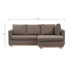 Storied Home Sofa with Chaise Lounge Beige: Modern L-Shaped, Interchangeable, Wood Trim, Mushroom Brown