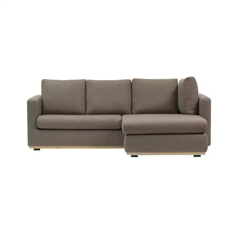 Storied Home Sofa with Chaise Lounge Beige: Modern L-Shaped, Interchangeable, Wood Trim, Mushroom Brown
