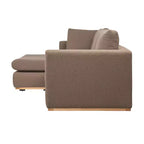 Storied Home Sofa with Chaise Lounge Beige: Modern L-Shaped, Interchangeable, Wood Trim, Mushroom Brown