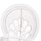bali & pari Ediva Natural Rattan Peacock Accent Chair White: Upholstered Polyester, No Assembly Required