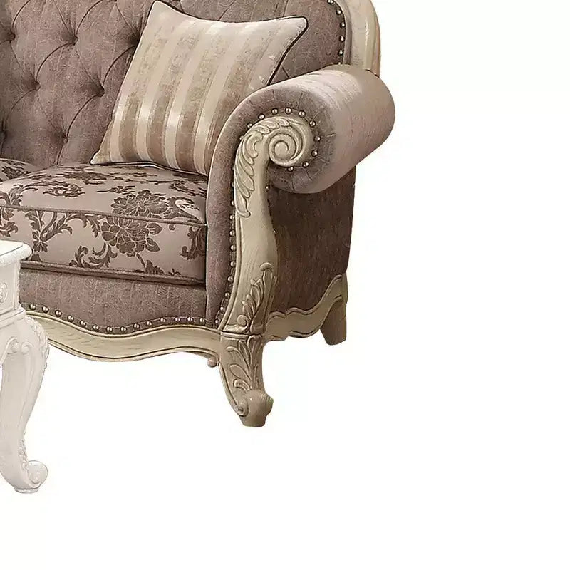 Divano Acme Furniture 71" Ragenardus in tessuto grigio/bianco antico