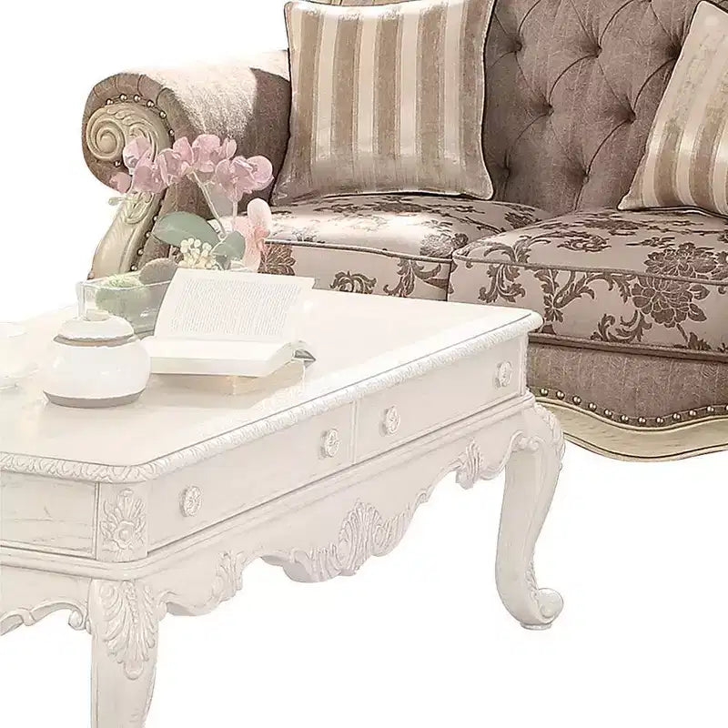 Acme Furniture 71" Ragenardus Sofa Gray Fabric/Antique White