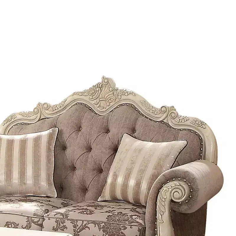 Acme Furniture 71" Ragenardus Sofa Gray Fabric/Antique White