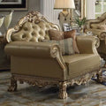 45" Dresden Accent Chair Bone Synthetic Leather/Gold Patina Finish - Acme Furniture
