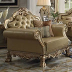 45" Dresden Accent Chair Bone Synthetic Leather/Gold Patina Finish - Acme Furniture