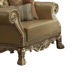 45" Dresden Accent Chair Bone Synthetic Leather/Gold Patina Finish - Acme Furniture