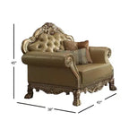 45" Dresden Accent Chair Bone Synthetic Leather/Gold Patina Finish - Acme Furniture