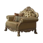 45" Dresden Accent Chair Bone Synthetic Leather/Gold Patina Finish - Acme Furniture