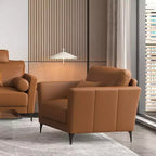 40" Tussio Accent Chair Saddle Tan Leather - Acme Furniture: Italian-Made, Bolster Cushions, Metal Legs, No Assembly Required