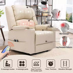 COMHOMA Massage Recliner Chair PU Leather Sofa Power Lift Chair Cream White