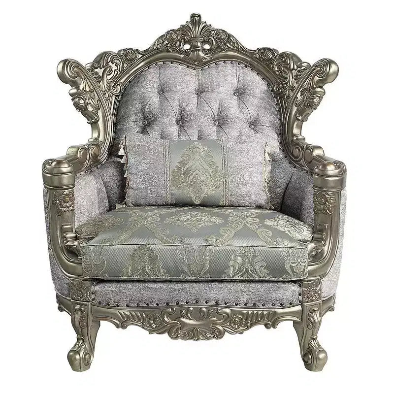 44.5" Miliani Accent Chair Fabric/Antique Bronze Finish - Acme Furniture