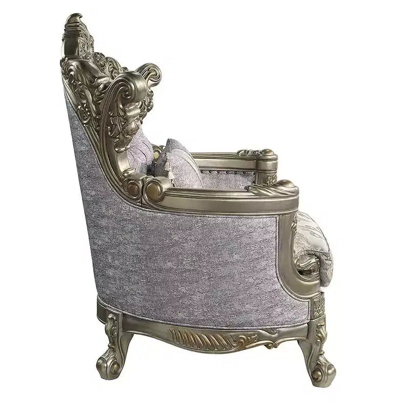 44.5" Miliani Accent Chair Fabric/Antique Bronze Finish - Acme Furniture
