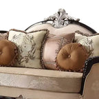 Divano Ernestine 75" in tessuto color tortora e finitura nera - Acme Furniture: Divanetto tradizionale, cuscini rimovibili, 3 cuscini decorativi