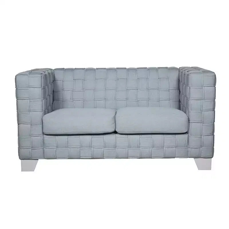 Divano Saree Acme Furniture 63" in ciniglia azzurra/finitura bianca