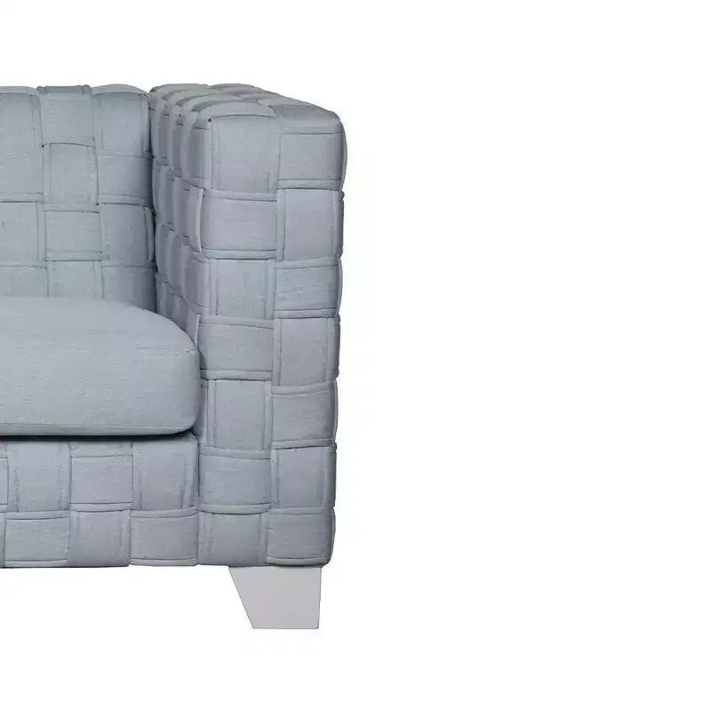 Divano Saree Acme Furniture 63" in ciniglia azzurra/finitura bianca