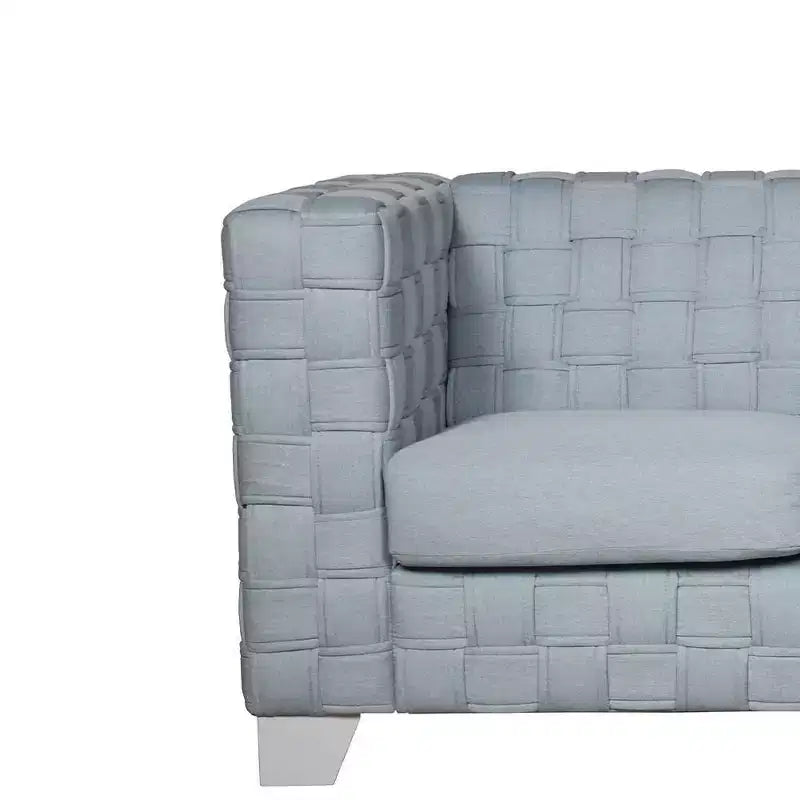 Divano Saree Acme Furniture 63" in ciniglia azzurra/finitura bianca