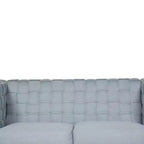 Divano Saree Acme Furniture 63" in ciniglia azzurra/finitura bianca