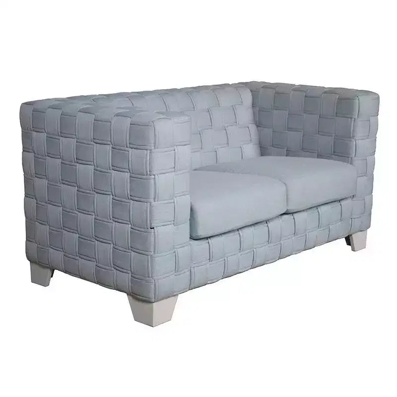 Divano Saree Acme Furniture 63" in ciniglia azzurra/finitura bianca