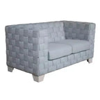 Divano Saree Acme Furniture 63" in ciniglia azzurra/finitura bianca