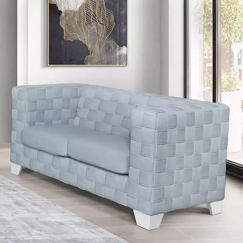 Divano Saree Acme Furniture 63" in ciniglia azzurra/finitura bianca