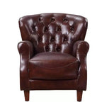 Poltrona Brancaster 30" Marrone Vintage/Alluminio - Acme Furniture: Rivestimento in pelle, capitonné, nessun montaggio richiesto
