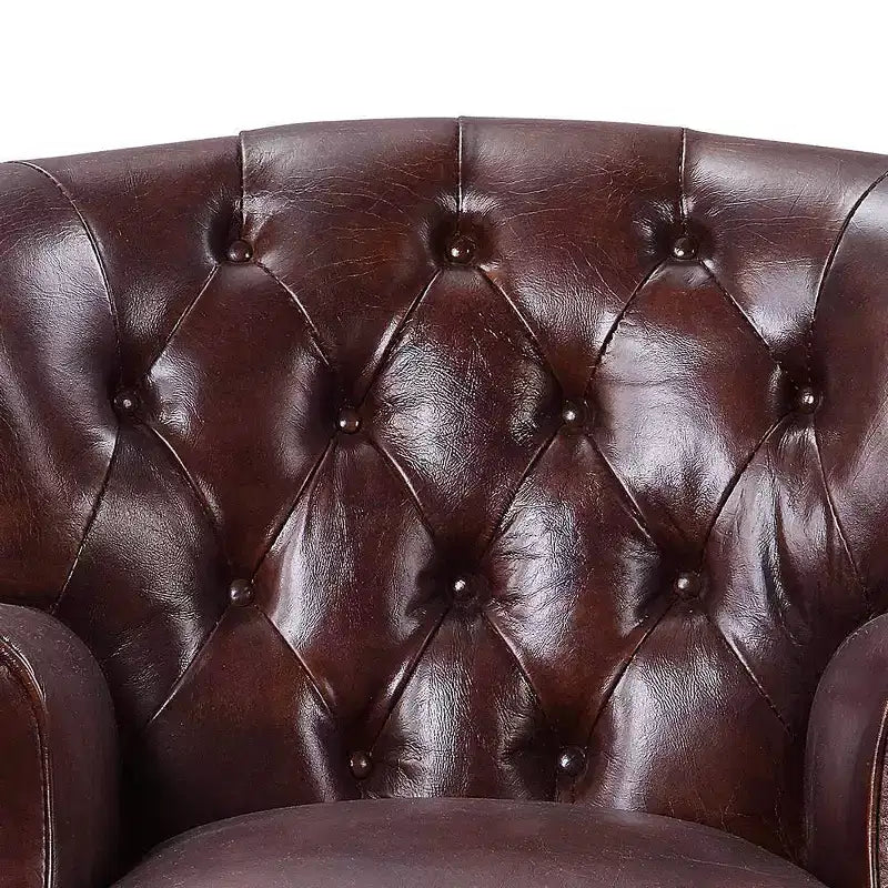 Poltrona Brancaster 30" Marrone Vintage/Alluminio - Acme Furniture: Rivestimento in pelle, capitonné, nessun montaggio richiesto