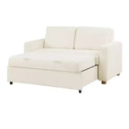 Divano Convertibile Serta Aurora Bouclé Avorio: Chaise Longue e Letto Matrimoniale, Molle Insacchettate, Gambe in Legno di Gomma