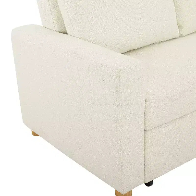 Divano Convertibile Serta Aurora Bouclé Avorio: Chaise Longue e Letto Matrimoniale, Molle Insacchettate, Gambe in Legno di Gomma