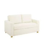 Divano Convertibile Serta Aurora Bouclé Avorio: Chaise Longue e Letto Matrimoniale, Molle Insacchettate, Gambe in Legno di Gomma