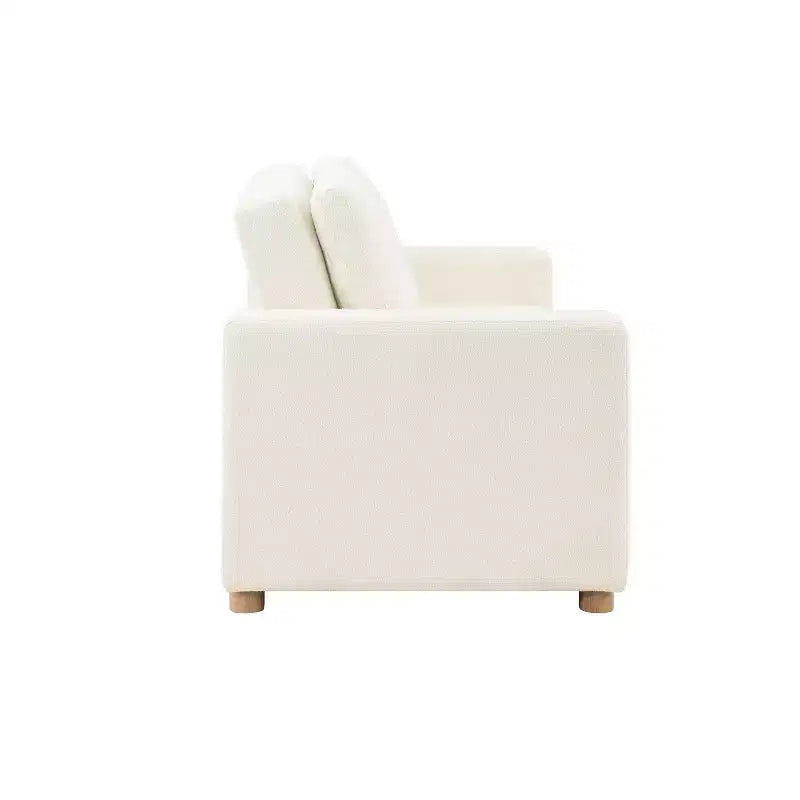 Serta Aurora Convertible Sofa Ivory Boucle: Lounger & Full Bed, Pocket Coils, Rubberwood Legs