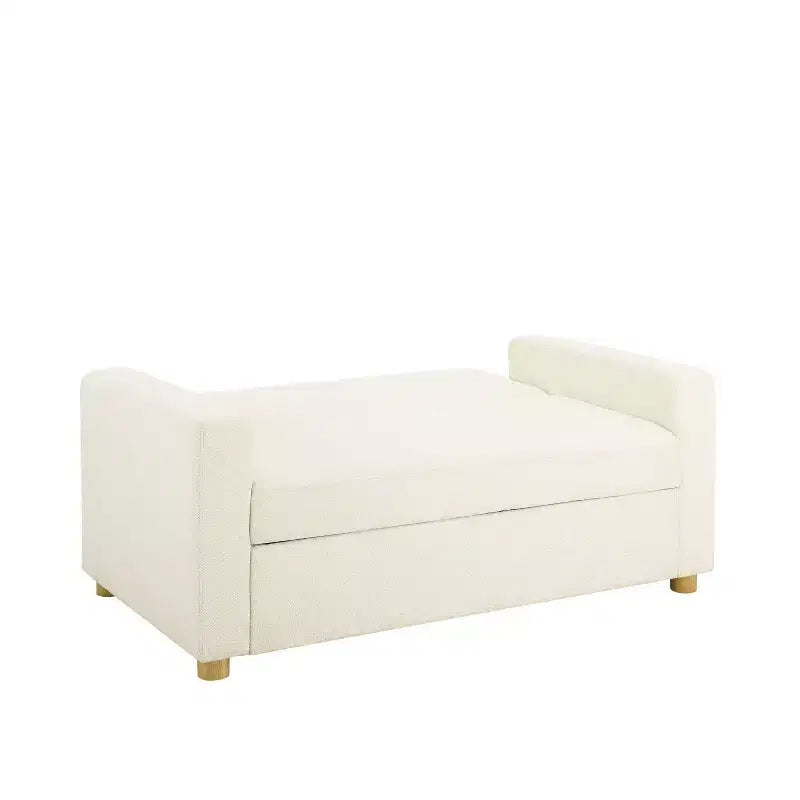 Divano Convertibile Serta Aurora Bouclé Avorio: Chaise Longue e Letto Matrimoniale, Molle Insacchettate, Gambe in Legno di Gomma