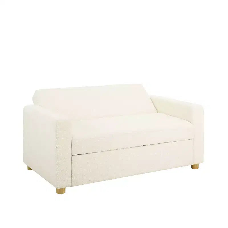 Divano Convertibile Serta Aurora Bouclé Avorio: Chaise Longue e Letto Matrimoniale, Molle Insacchettate, Gambe in Legno di Gomma