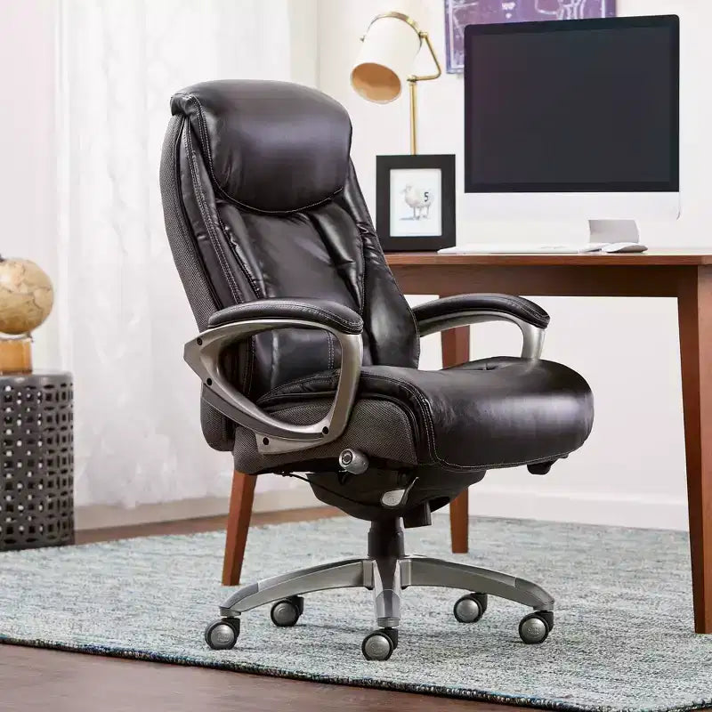 Serta Works Executive Office Chair with Smart Layers Technology Opportunity Gray: Ergonomic Bonded Leather, Adjustable Height, 275 lbs Capacity